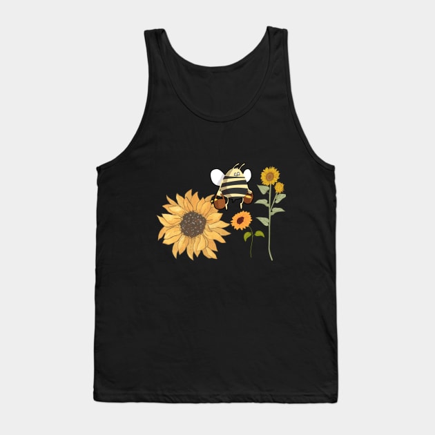Sunflower and Fatty Bee Tank Top by Color by EM